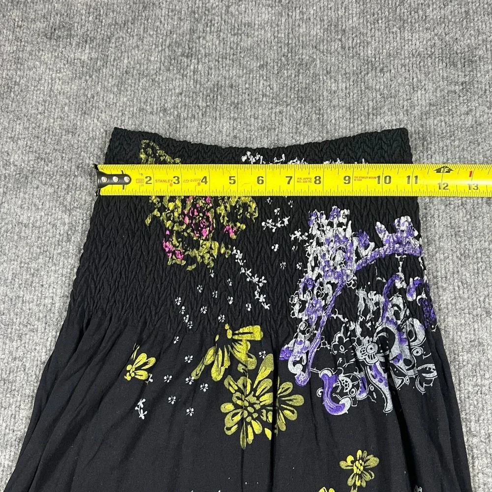 JJ Authentic Strapless Tube Dress Womens Medium Black Floral Boho Smocked Waist‎